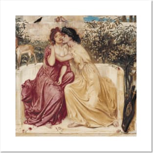 Sappho and Erinna in a Garden at Mytilene (1864) by Simeon Solomon Posters and Art